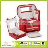 Hand Made Luxury Large Mirror Lockable Pink Gift Custom Leather Jewelry Box thumbnail-2