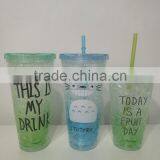 Hot Selling Double Wall Plastic Freeze Ice Straw Drinking Cup thumbnail-4