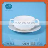 Wholesale Ceramic Soup Cup With Handle,white Ceramic Soup Bowl With Two Handles thumbnail-1