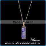 Gold Plated Retancgle Raw Agate Crystal Jewelry Druzy Geode Necklace thumbnail-3