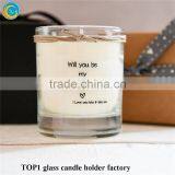 Crystal Candelabra Sprayed White or Black Glass Candle Jar Printed With Gold Logo Made in China thumbnail-4