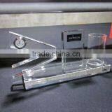 Crystal Desktop Pen Holder With Clock thumbnail-2