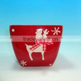 Indoor Christmas Red Ceramic Flower Pot