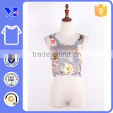 Vest style with shorter length floral printing t shirt casual shirt