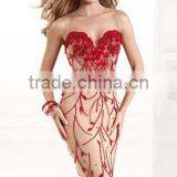 Red Fashion Sweetheart Neck Applique Flower Cocktail Party Dress thumbnail-2