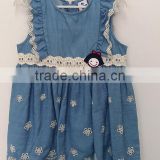 baby girls cute blue embroidered dress for summer