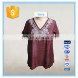 Ladies Cotton Top From Bangkok Embroidery V Neck Designs For Ladies Blouse thumbnail-1