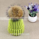 Women Beanies With Fox Fur Pompom Genuine Fur Ball Ski Cap Bobble Hat 15cm Fluffy thumbnail-5