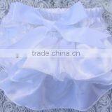 Girls Ruffle Shorts Pure White Satin Baby Bloomer With Bow Children's Clothing Wholesale Baby Summer Wear Shorts Diaper Cover thumbnail-1