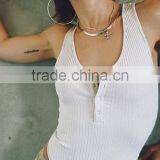 Runwaylover 5093 Ladies Sexy White Button Sexy Bodysuit thumbnail-2