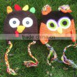 Multicolor Baby Hat for Holiday Owl Hat Cap With Ear Flap Animal Style Infant Toddler Holiday Handmade Hat For Girls and Boys thumbnail-4