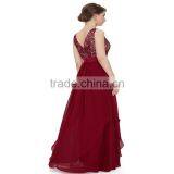 Hot Wedding Dress for Lace Jointing Chiffon Floor Length Dresses,sleeveless High Waist Empty Back Apparel OEM thumbnail-2