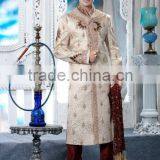 Light Peach Colour Jari Jamewar Silk Fabrics Sherwanis thumbnail-1