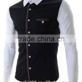 2017 Latest Designer Contrast Collar and Sleeve Slim Fit Dress Men Shirt thumbnail-3