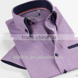 Fashion Double Button Down Collar Fake Pocket Short Sleeve Shirt thumbnail-1