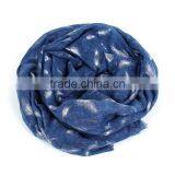 Cotton Polyester Blend Scarves & Wraps Rectangle Silver Blue Feather Scarf Wholesale thumbnail-3