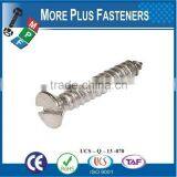 Made in Taiwan ISO 1482 Slotted Flat Countersunk Head Tapping Screws with Cone End Type DIN 7972 C