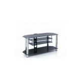 TV stand, made of 8mm tempered glass with chrome plating