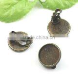 12-16mm Round Cabochon Bezels Antique Bronze Tray Settings Earrings Blank Base For Jewelry DIY thumbnail-2