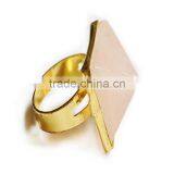 Pyramid Crystal Natural Stone Amethyst Pendant Ring thumbnail-5