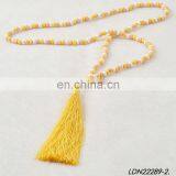 Colorful Knoted Wooden Beaded Tassel Necklaces thumbnail-1