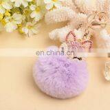 Diamond Animal With 8cm Real Rabbit Fur Pompom Keyring Key Chain thumbnail-4