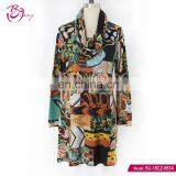 Turkish Style One Piece Cowl Neck Multi Color Retro Ropa Mujer Tunic for Female thumbnail-2