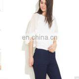 2015 White Top With Smocking And Tie-up Women Blue Floral Print Tie-up Top thumbnail-1