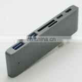 6 In1 Multiport USB Type C Hub With 2 USB 3.0 Port Dual Type-C Charging Port, SD/Micro USB SD Card Reader for Macbook thumbnail-4