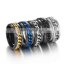 Cool Stainless Steel Rotatable Men Couple Ring High Quality Spinner Chain Rotatable Rings Punk thumbnail-1