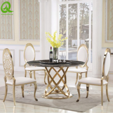 Simple Modern Golden Color Stand With Slate Top Dining Table Luxury Furniture For Hall And Living Room Decoration thumbnail-5