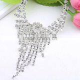 Ladies Sterling Silver Fancy Diamond Necklace Designs for Women Simple Elegant Wedding Dress Set thumbnail-5