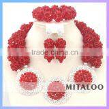 Mitaloo Red Bead Necklace Set Bead Necklace Nigerian African Bead Jewelry Sets MT0002 thumbnail-2