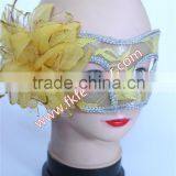 Party Supplies Birthday Yellow Plastic Halloween Mask With Artificial Flower thumbnail-4