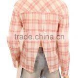 2016 100% Cotton Woman Clothing Oem Long Sleeve Plain Checked T-shirt Manufacturing China thumbnail-3