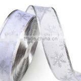 Wired Organza Ribbon/ Silver Organza Ribbon/silver Metallic Ribbon Wholesale thumbnail-2