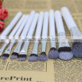 OEM white/silver soft hair 10 pcs makeup brush sets