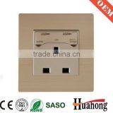 Aluminium 13A Wall Socket With Switch and Neon for Hotel and Villa thumbnail-2