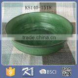 Glazed Green Porcelain Dish Plate in Emerald Green thumbnail-3