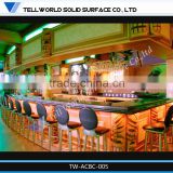 2014 hot sale modern long luxury wine bar counter, acrylic solid surface