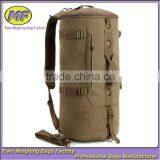 Men Vintage Canvas Leather Hiking Travel Cylinder Messenger Tote Bag Backpack thumbnail-1