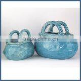 Fancy Antique Christmas Decorative Flower Basket Vase Ceramic thumbnail-2