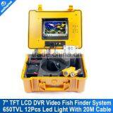CCTV Underwater Camera 20M Cable Built-in DVR Recorder Support 16GB Card Fish Finder Camera 12Pcs White LED With One Stick