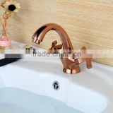 QL-0422 Good Quality Contemporary Rose Gold One Hole Two Handles Bathroom Sink Faucet