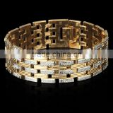 18K Gold Plated Hign Quality Chunky Bracelets Ornament Tiny Two Color Sticks Linked Copper Watch Band Bangle For Men