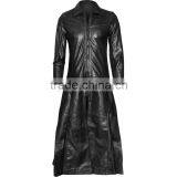 New Laced Design Men Red Black Faux Leather Goth Steampunk Long Coat thumbnail-1