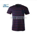 ERKE 2015 Mens Summer Casual Round Neck T-shirt With Personaliz Stripe Breathable Cotton t Shirt With Front Pocket Wholesale/OEM thumbnail-3