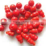 6-10mm natural oil dyed red coral buddha three holes beads for wholesale