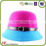 High Quality Pure Colour Design Wool Cap Felt Sombrero Hats With Silk Ribbon thumbnail-6