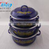 16-20CM 3 Pcs Casserole Straight Shape W/Metal Cover Dark Color Decor thumbnail-2